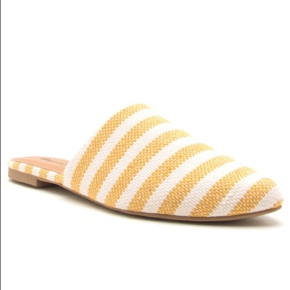 Last Pair Yellow Striped Mules Awning Stripe Flats - Picture 7 of 8